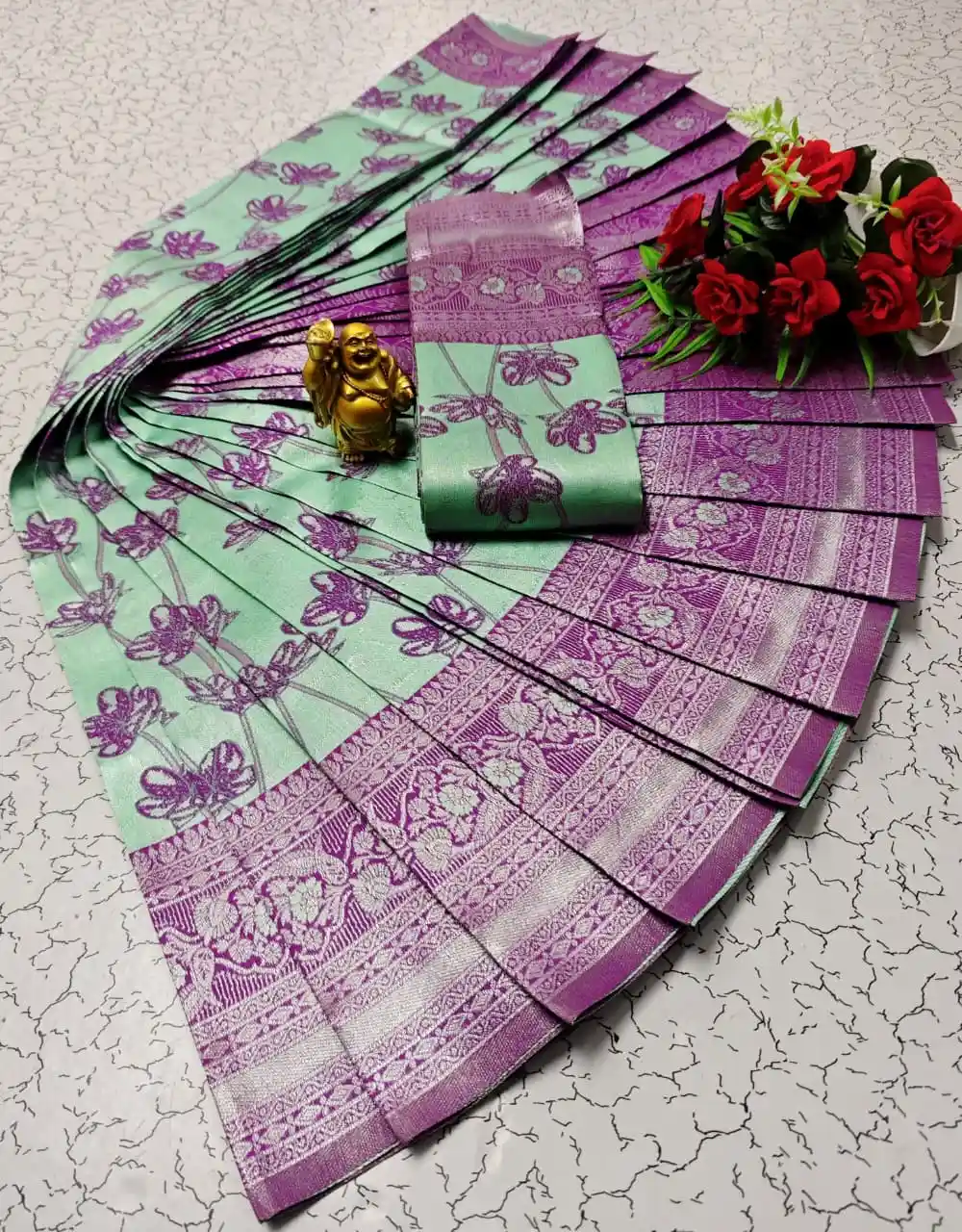 Rose Pink Floral Design Soft Silk Saree